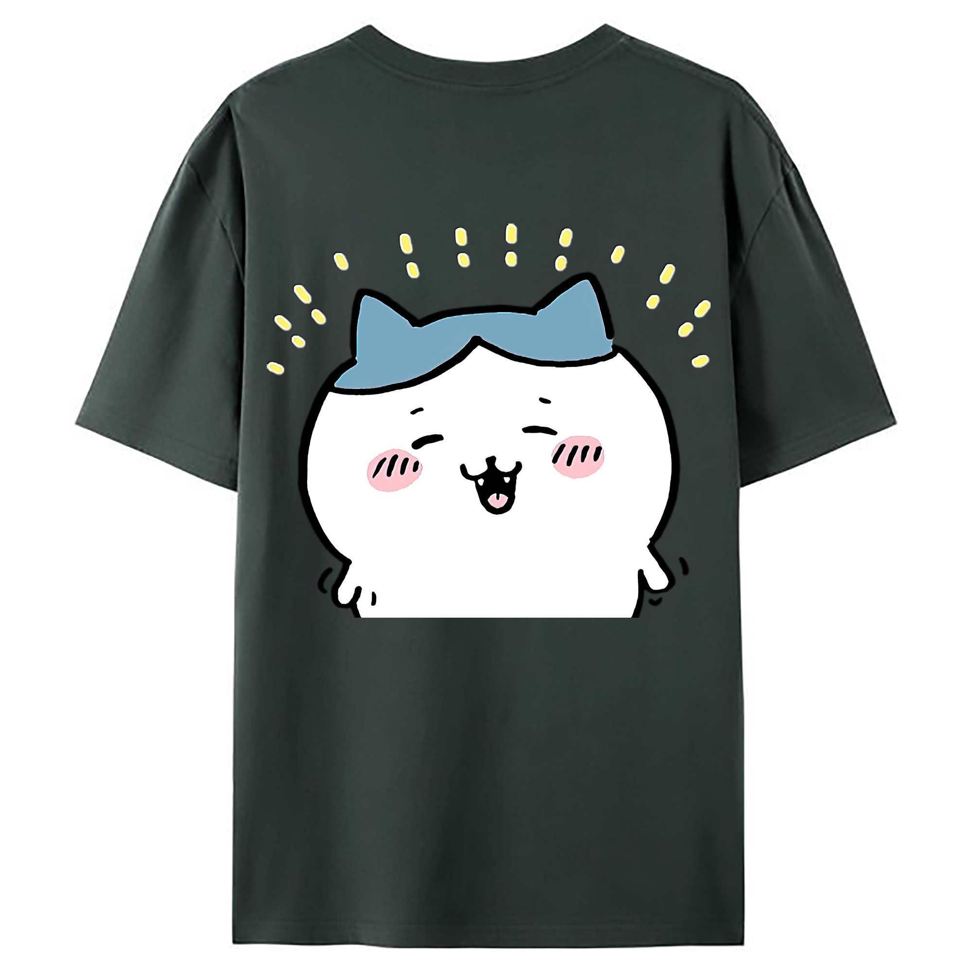 （画像用） ちいかわ ハチワレ Chii-kawa hachiware 綿100％ メンズ半袖Tシャツ（バックプリント） 通気性